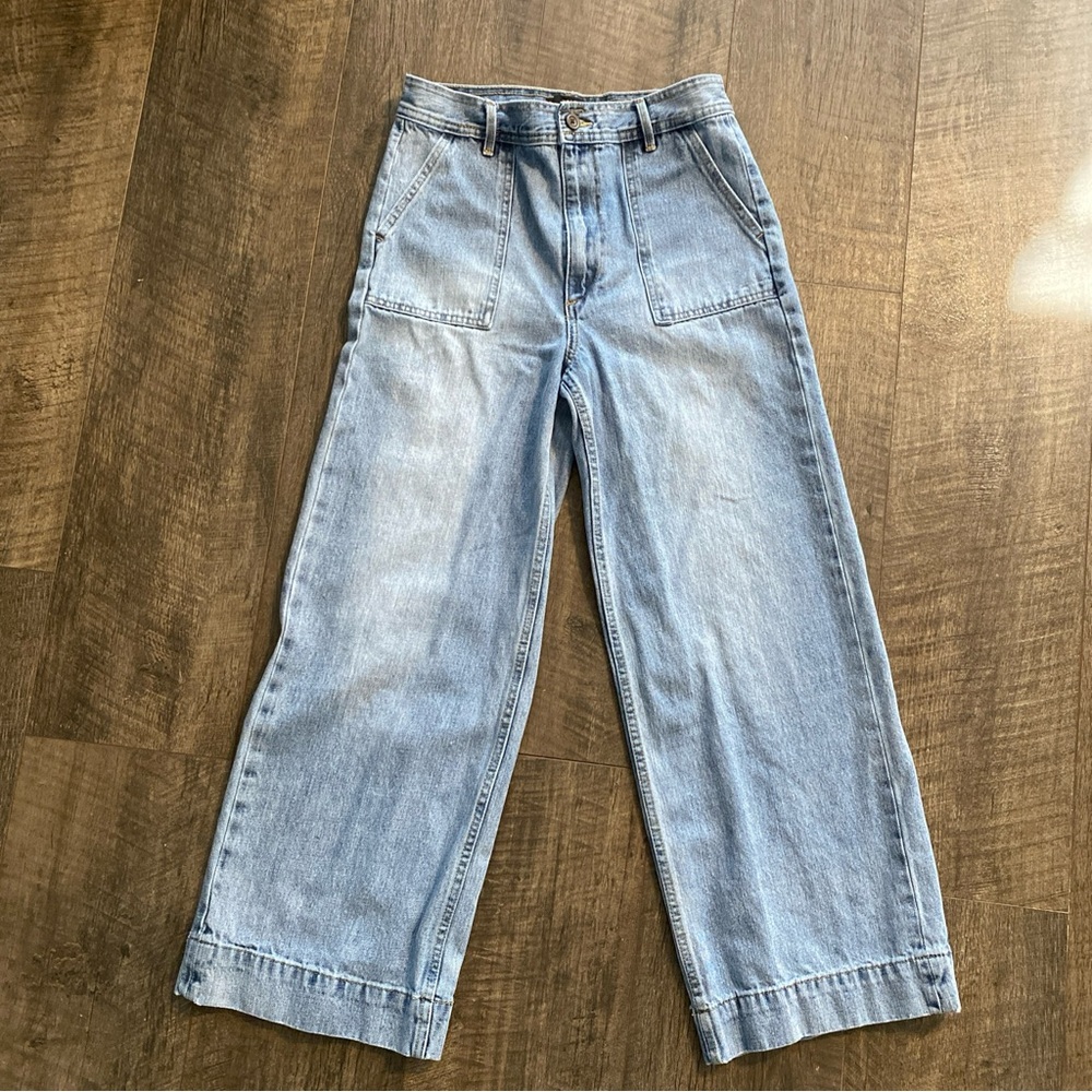 Frye Jeans Big Pocket Wide Leg High Waist Pleated Back Size 26